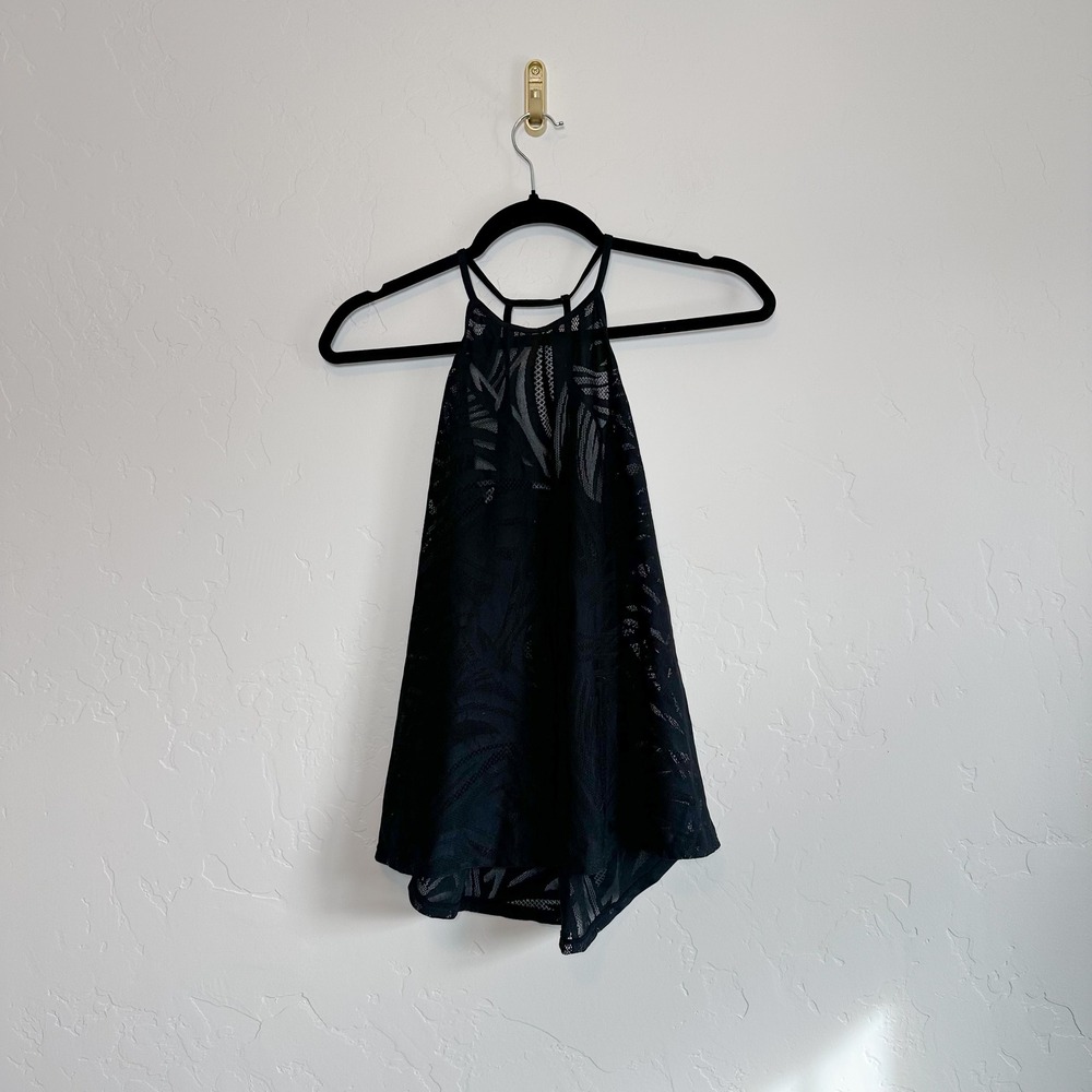 Betsey Johnson | Lace‎ Halter Flowy Mesh Tank Top in Black